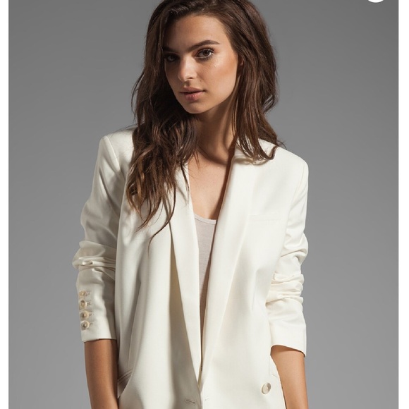 ELIZABETH &‎ JAMES NWT ESSENTIAL VERN LINED BLAZER IN ECRU W/ SHOULDER PADS - Picture 1 of 14